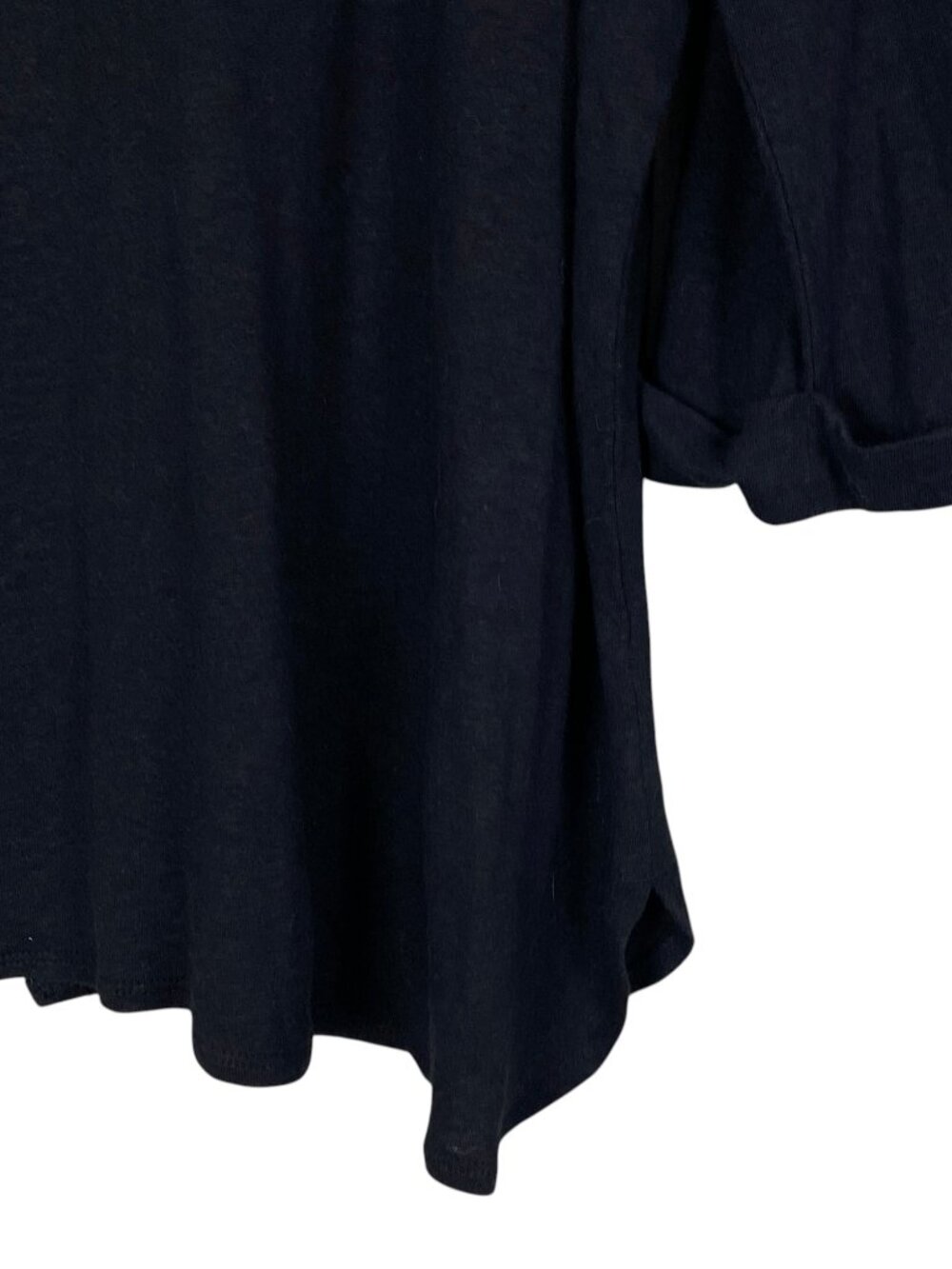 Tahari Linen Blend Button Down Shirt Black 3/4 Roll Sleeve Minimalist Capsule-1X - Picture 6 of 11